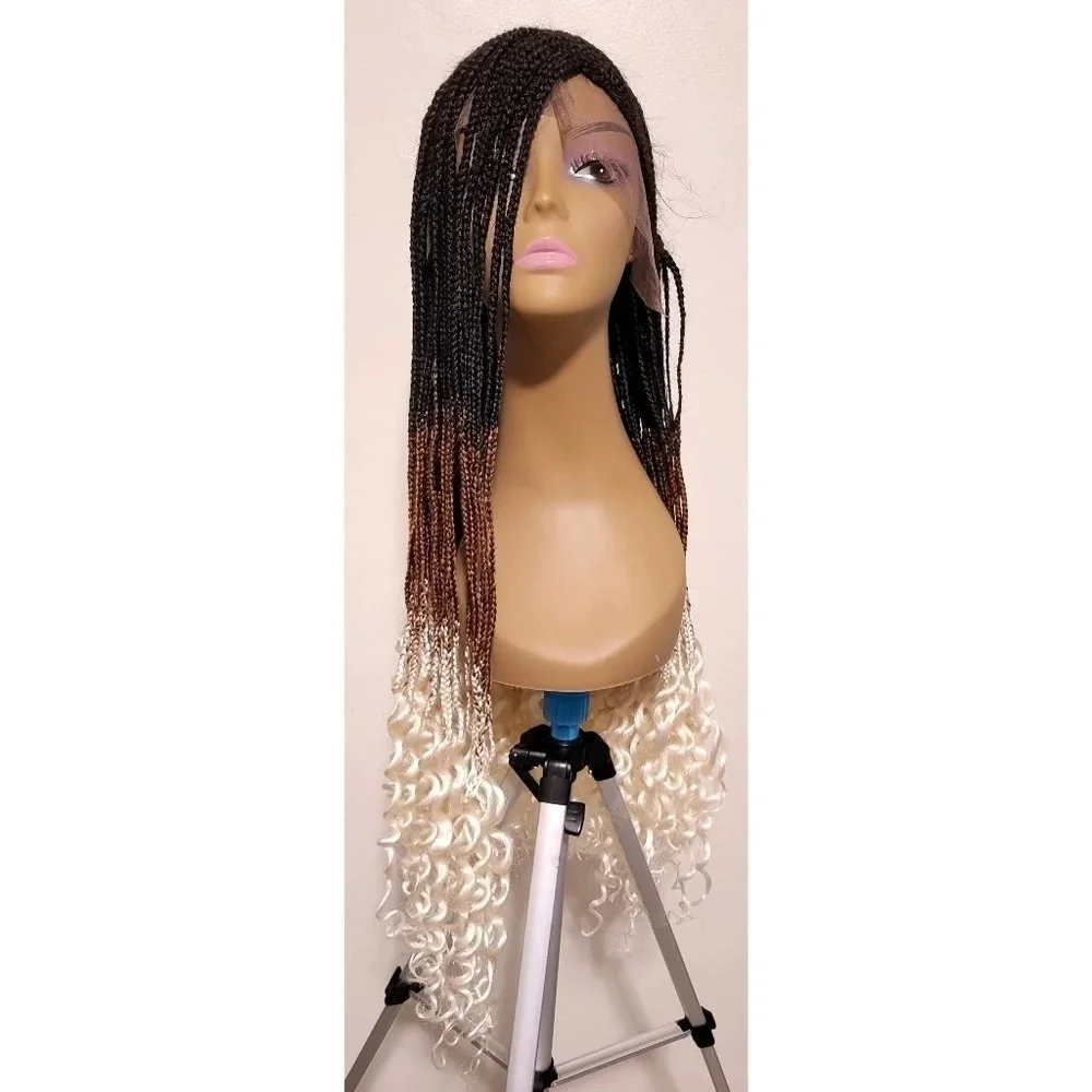 French Braid Fashion Lace Front Wig - Ombre